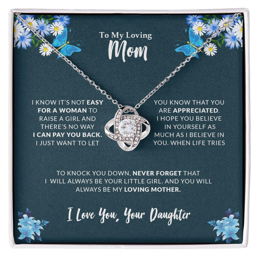 To My Loving Mom | I Love You - Love Knot Necklace